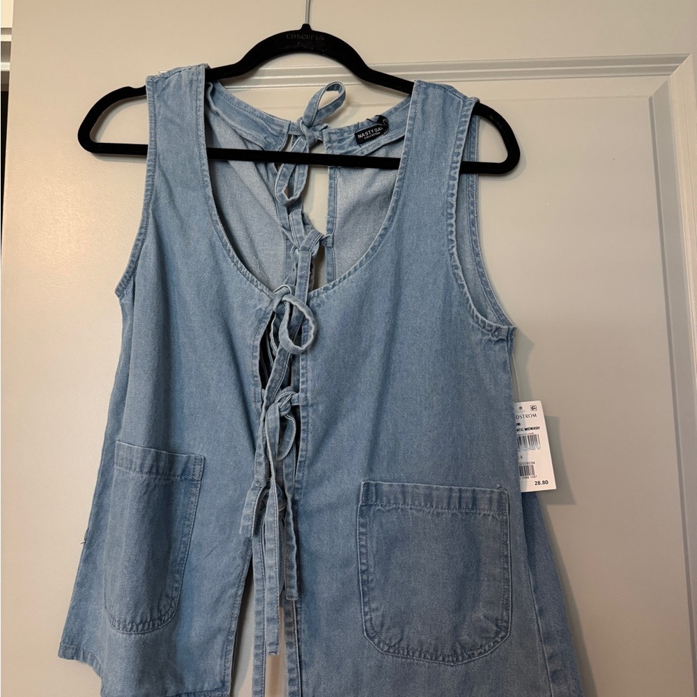 Light Blue Denim Vest with Tie Back